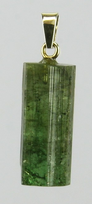 Turmalín zelený - verdelit, přívěšek ve zlatě