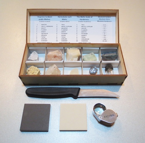 Hardness Scale after Mohs with diamond and magnifier