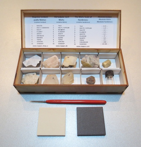 Hardness Scale after Mohs with diamond and Streak-plates