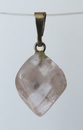 Kunzite Pendant, tumbled with 925 Silver Bail