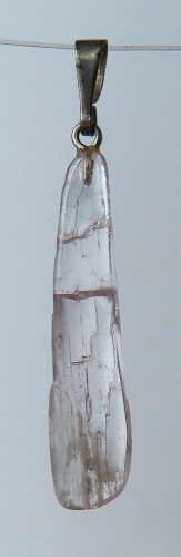 Kunzite Pendant, tumbled with 925 Silver Bail