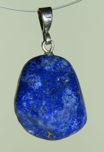 Lapis Lazuli Trommelstein-Anhänger mit 925 Silberöse