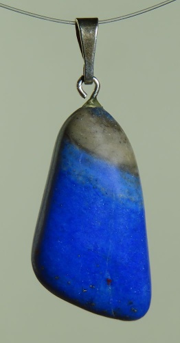 Lapis Lazuli Trommelstein-Anhänger mit 925 Silberöse