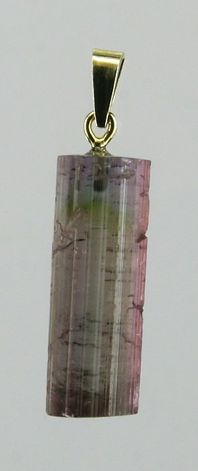 Mehrfarbiger (polychromer) Turmalin-Anhänger mit 585 Goldöse