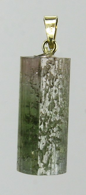 Dvoubarevný turmalín, přívěsek ve zlatě