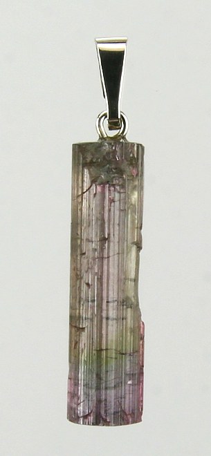 Multicolor Tourmaline (polychrom) Pendant with 925 Silver Bail