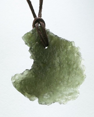 Moldavite pendant with leather cord