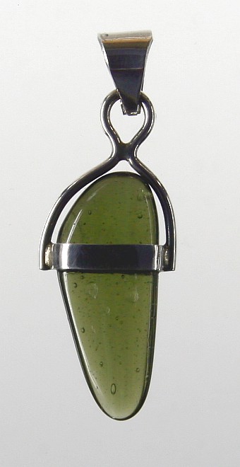 Moldavite silver pendant tumbled