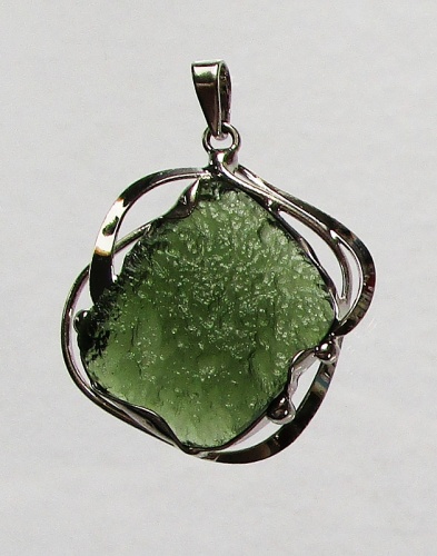 Moldavite pendant silver-coated