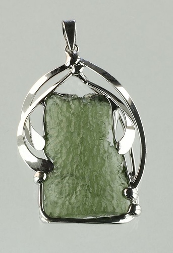 Moldavite pendant silver-coated