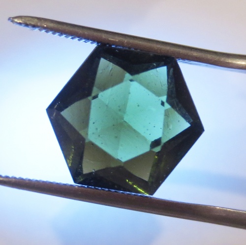 Moldavite, hexagon