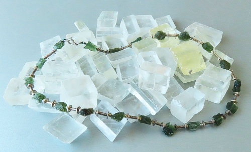 Moldavite Necklace with Silver
