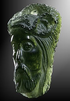 Moldavite, Jesus' head, drilled 2 mm