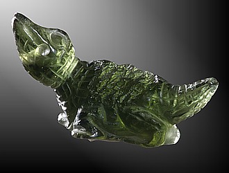 Moldavite, Crocodile, drilled 2,5 mm