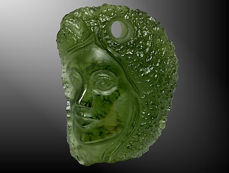 Moldavite, girl, drilled 3 mm