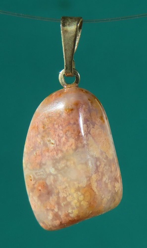 Moos Agate (rose) Pendant, tumbled with 925 Silver Bail