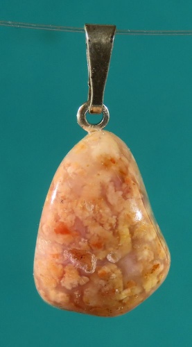 Moos Agate (rose) Pendant, tumbled with 925 Silver Bail