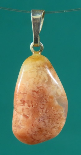 Moos Agate (rose) Pendant, tumbled with 925 Silver Bail