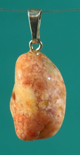 Moos Agate (rose) Pendant, tumbled with 925 Silver Bail