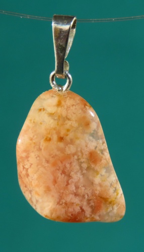 Moos Agate (rose) Pendant, tumbled with 925 Silver Bail
