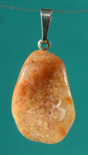 Moos Agate (rose) Pendant, tumbled with 925 Silver Bail