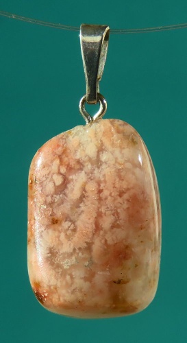 Moos Agate (rose) Pendant, tumbled with 925 Silver Bail