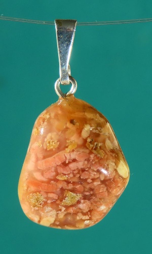 Moos Agate (rose) Pendant, tumbled with 925 Silver Bail