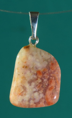 Moos Agate (rose) Pendant, tumbled with 925 Silver Bail