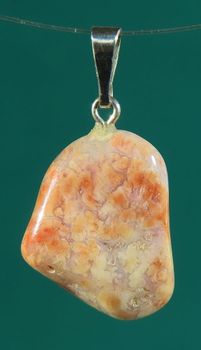 Moos Agate (rose) Pendant, tumbled with 925 Silver Bail