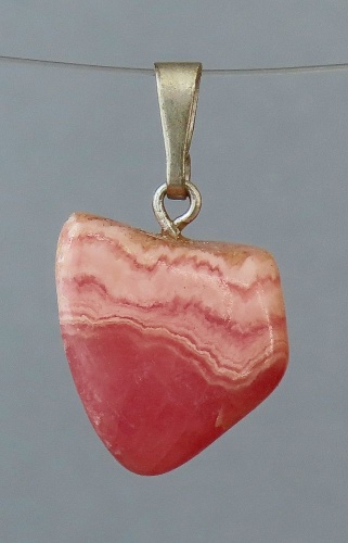 Rhodochrosite Pendant, Tumbled Stone with Sterling Silver Bail (925)