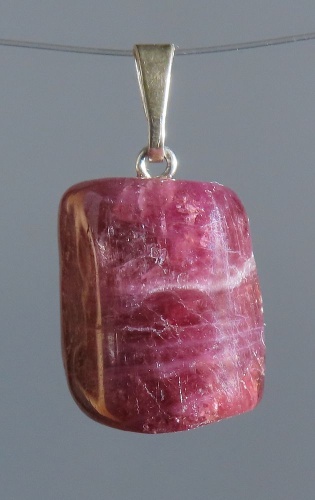 Rubellite (red Tourmaline) Pendant, tumbled with 925 Silver Bail