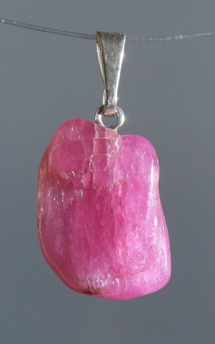 Rubellite (red Tourmaline) Pendant, tumbled with 925 Silver Bail