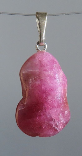 Rubellite (red Tourmaline) Pendant, tumbled with 925 Silver Bail