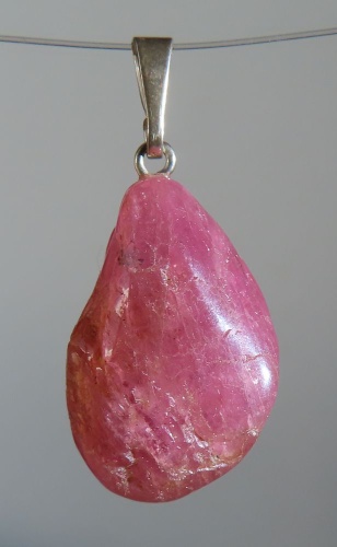 Rubellite (red Tourmaline) Pendant, tumbled with 925 Silver Bail