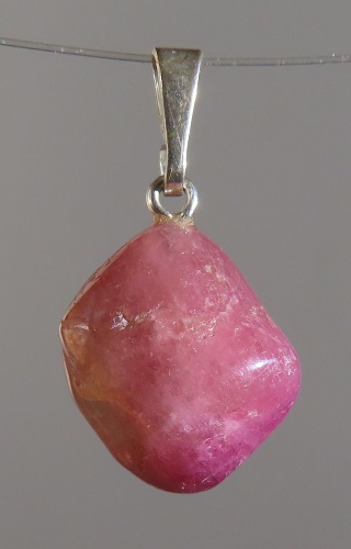Rubellite (red Tourmaline) Pendant, tumbled with 925 Silver Bail
