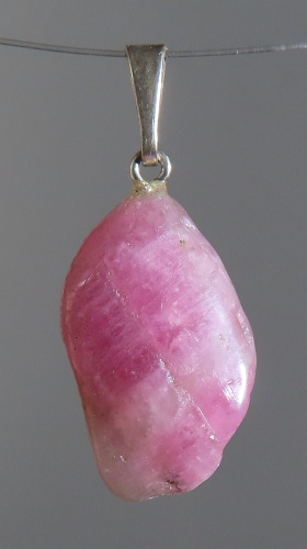Rubellite (red Tourmaline) Pendant, tumbled with 925 Silver Bail