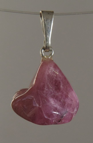 Rubellite (red Tourmaline) Pendant, tumbled with 925 Silver Bail