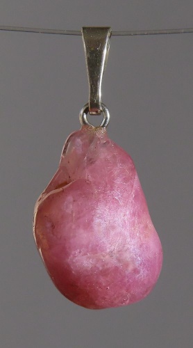 Rubellite (red Tourmaline) Pendant, tumbled with 925 Silver Bail