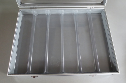 Sammel-Vitrine 395 x 295 x 45 mm aus Alu 6 Fächer