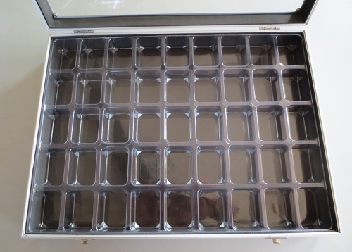 Aluminium Cabinet 45 compartments, extra high.       395 x 295 x 65mm Made in Germany