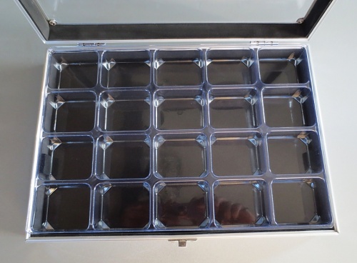 Small Aluminium Cabinet 20 compartments. 297 x 205 x 45mm Made in Germany