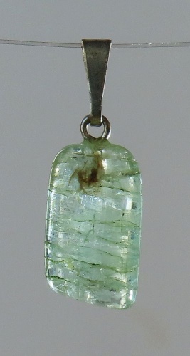 Emerald Pendant, Tumbled Stone with Sterling Silver Bail (925)