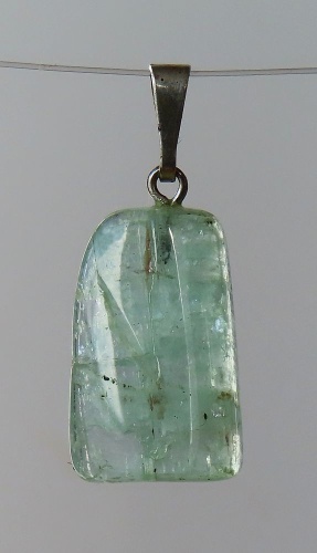Emerald Pendant, Tumbled Stone with Sterling Silver Bail (925)