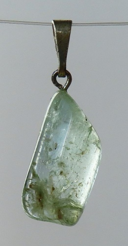 Emerald Pendant, Tumbled Stone with Sterling Silver Bail (925)