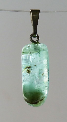 Emerald Pendant, Tumbled Stone with Sterling Silver Bail (925)