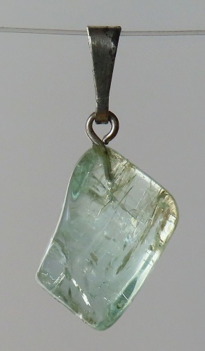 Emerald Pendant, Tumbled Stone with Sterling Silver Bail (925)