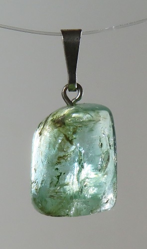 Emerald Pendant, Tumbled Stone with Sterling Silver Bail (925)
