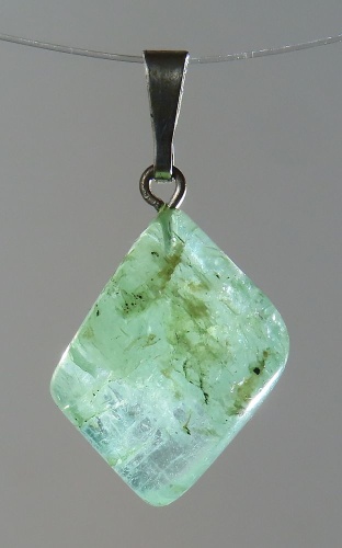 Emerald Pendant, Tumbled Stone with Sterling Silver Bail (925)